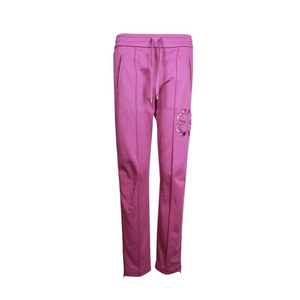 Chanel Floral Lace Detail Sweatpants in Purple Cotton